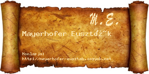 Mayerhofer Euszták névjegykártya